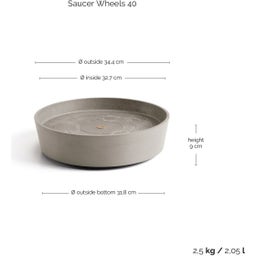 Ecopots Podstawka Wheels taupe - Ø 34,4 cm, wysokość 9 cm