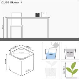 Lechuza Tabletop Planter CUBE Glossy CAT 14