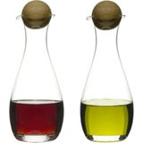 Oval Oak Oil & Vinegar Bottles with a Wooden Closure