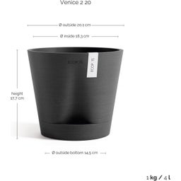 Ecopots Venice 2 Gris Foncé - Ø 20 cm, hauteur 17,5 cm