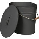 Ash Bucket, Anthracite, with Handle and Lid - Oval, 24 Liters