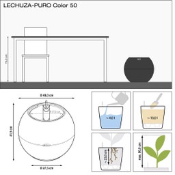 Lechuza Pflanzgefäß PURO Color 50, schiefergrau