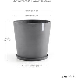 Amsterdam Topf mit Wasserreservoir - grau - Ø 50 cm, Höhe 44 cm