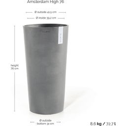 Ecopots Doniczka Amsterdam High 76 - szara - Ø 41 cm, wysokość 76 cm