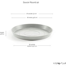 Ecopots Soucoupe Ronde Blanc-Gris - ∅ 37 cm, hauteur 3,8 cm
